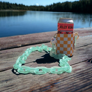 kooz orange checkered with green chain trendy drink koozie great for the dock | The Lake